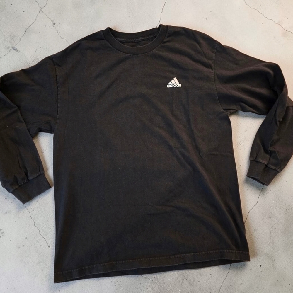 Adidas Men's Black Long-Sleeve Logo Tee
